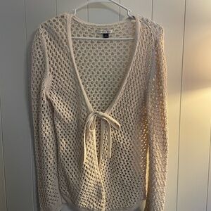 American Eagle Outfitters Cream Tie-Front Cardigan
